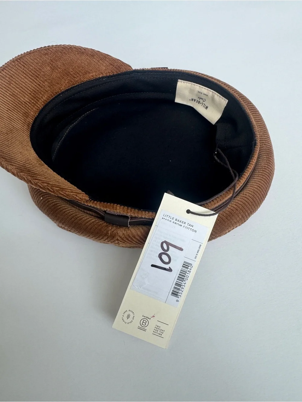 Will + Bear Little Baker Tan Corduroy Kids Newsboy Cap